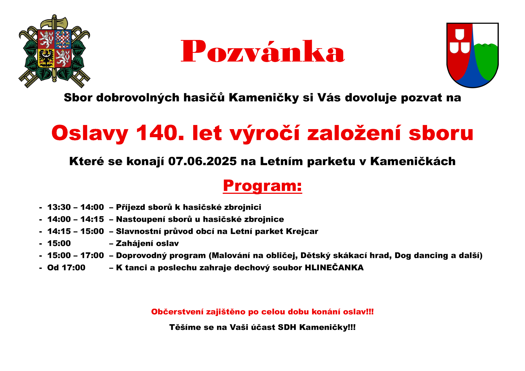 Oslavy 140 let SDH Kameničky