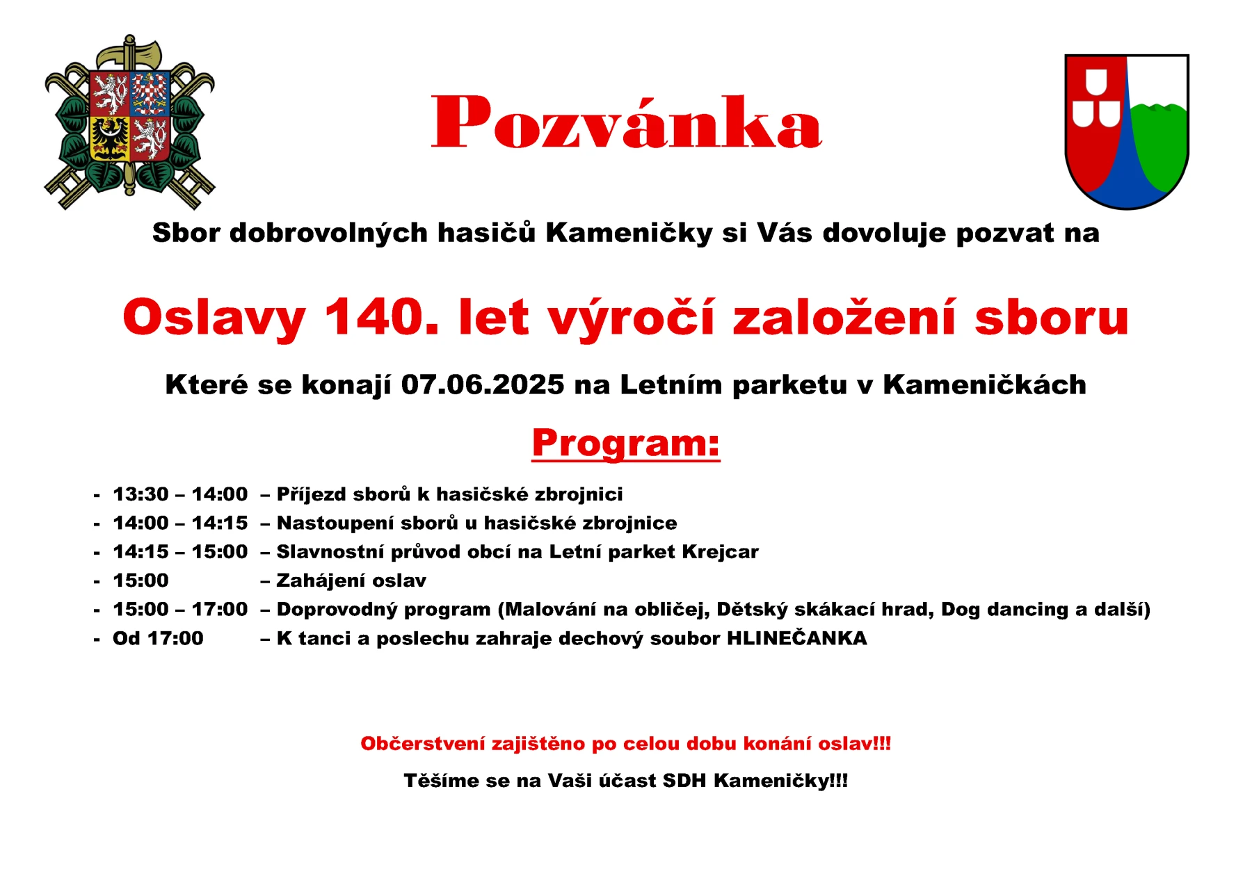 Oslavy 140 let SDH Kameničky
