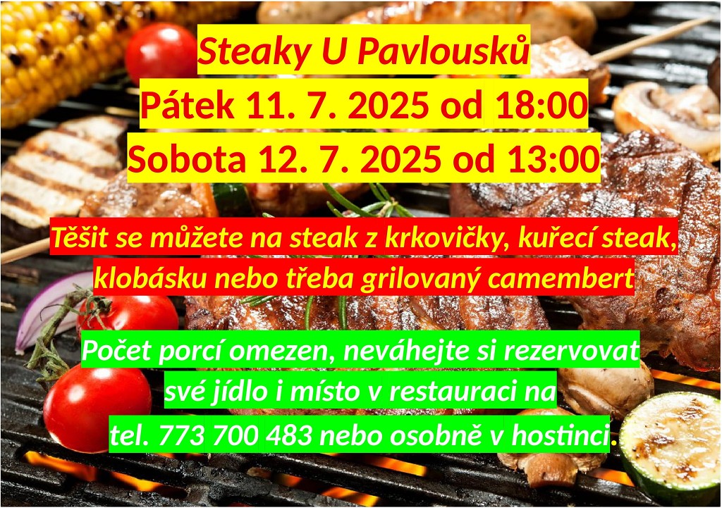 Steaky U Pavlousků - 11. 7. a 12. 7. 2025