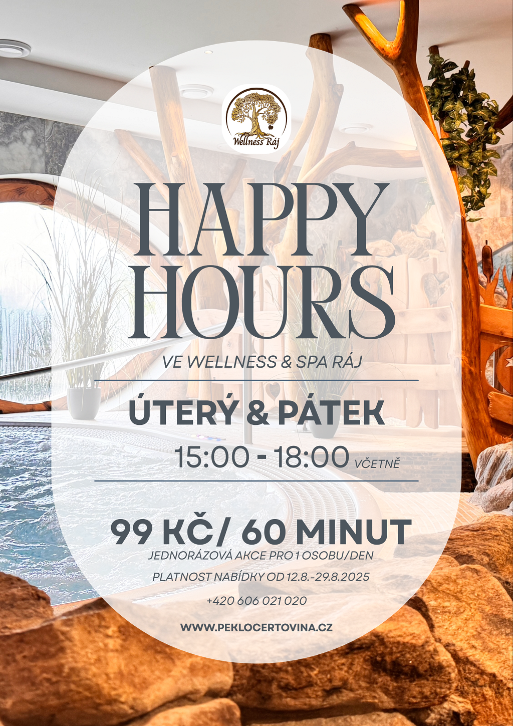 HAPPY HOURS ve Wellness & Spa Ráj v resortu Peklo Čertovina