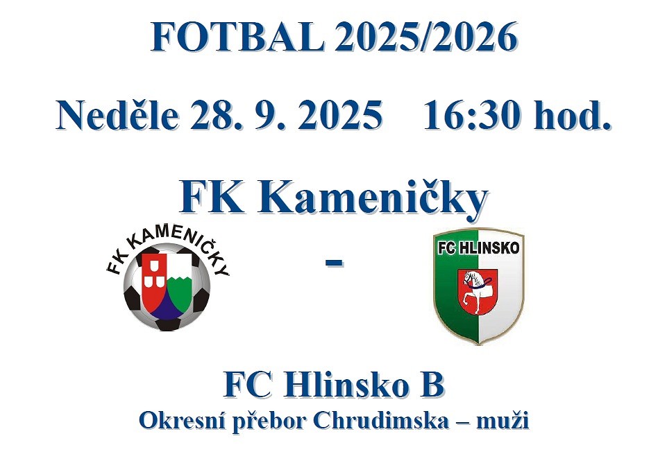 Fotbal: Kameničky - Hlinsko B