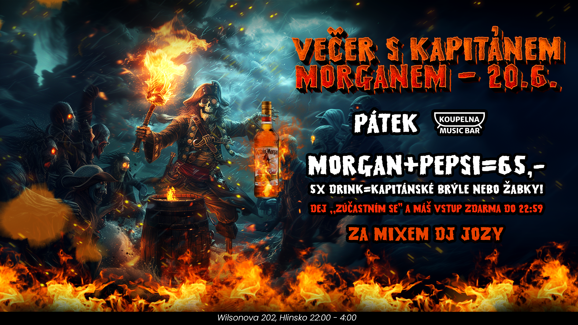 Večer s Kapitánem Morganem / vstup ZDARMA / Pátek 20.6.2025