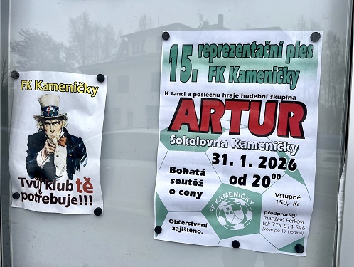 Reprezentační ples FK Kameničky nabídne hudbu skupiny Artur i bohatou tombolu