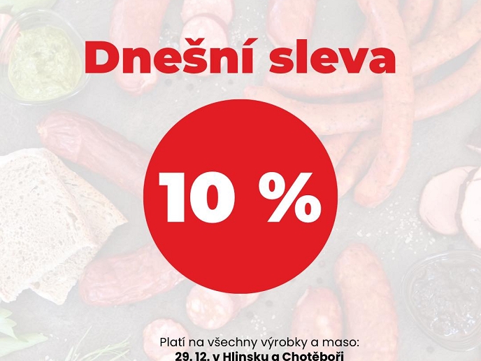 Řeznictví U Švandů nabízí jednodenní slevu 10 % na celý nákup