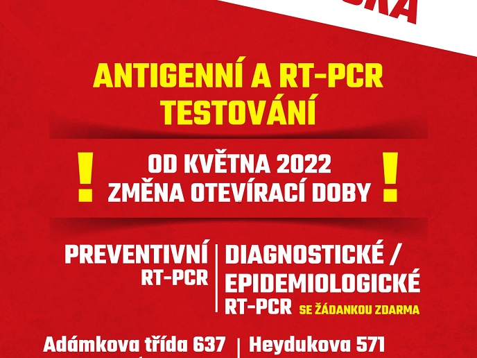 PCR a antigenní testy Adámkova třída Hlinsko