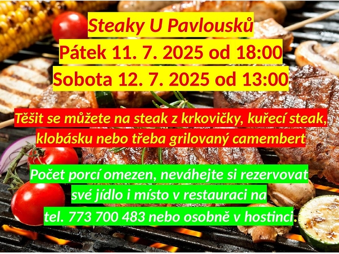 Steaková akce U Pavlousků - 11.7. a 12.7.2025