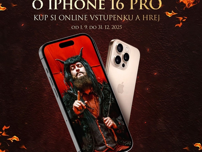 HRA o iPhone 16 Pro!  Vyhraj nejnovější iPhone přímo z rukou Lucifera! Stačí si koupit online vstupenku do Pekla Čertovina a jsi ve hře. Čtyři měsíce – čtyři výherci!