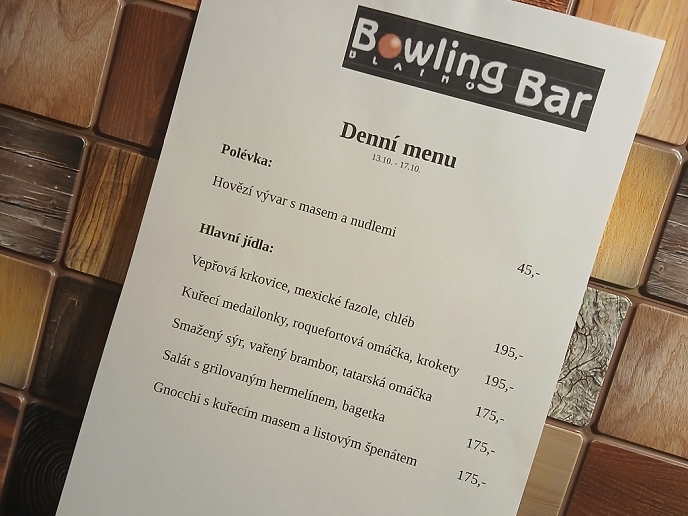 Novinka v Bowling Baru Blatno: od 13. října nabízíme polední menu i s rozvozem