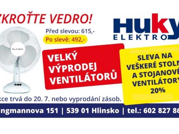 Velký výprodej ventilátorů v HUKY Elektro