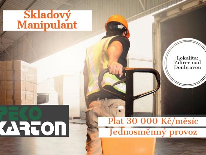 NABÍDKA PRÁCE: Skladník/skladnice v PEKO KARTON s.r.o. se mzdou 30 000 Kč