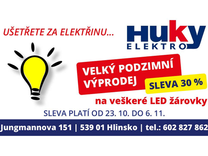 A je to tady! Sleva 30 % na žárovky v HUKY Elektro!